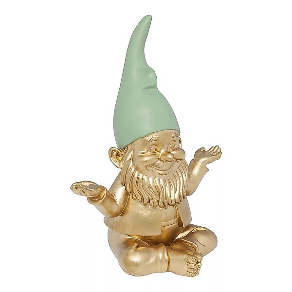Deko Figur Zwerg Meditation Gold Grün günstig online kaufen