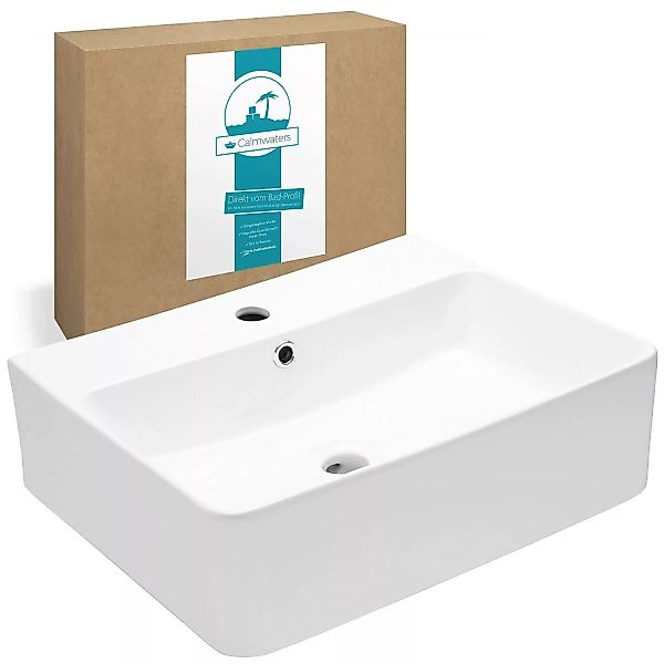 Calmwaters Hänge-Waschbecken 53 x 42 cm Weiß Aufsatzwaschbecken 05AB6165 günstig online kaufen
