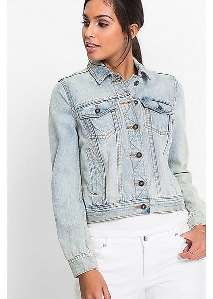 bonprix Jeansjacke casual Stil, aus Baumwolle und Elasthan, schmale Passfor günstig online kaufen