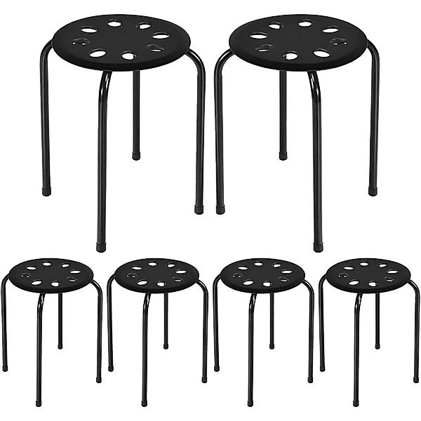 Costway Stapelhocker 6er Stapelbare Metallhocker Set Schwarz 44.5 cm günstig online kaufen