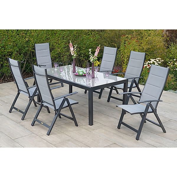 Merxx Florenz Set 7-tlg. Gartentisch 190 x 100 cm Halbrundprofil günstig online kaufen