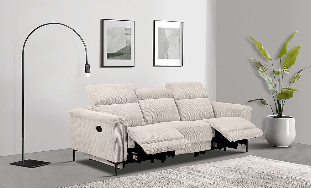 Home affaire 3-Sitzer "Lund Cord, mit manueller o. elektrischer Relaxfunkti günstig online kaufen