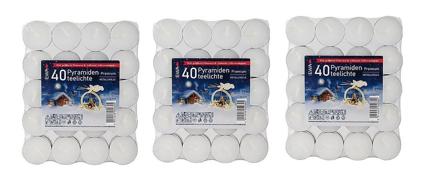 Ebersbacher Kerzenfabrik Teelicht Pyramidenteelichter Premium (40 Stück) (3 günstig online kaufen