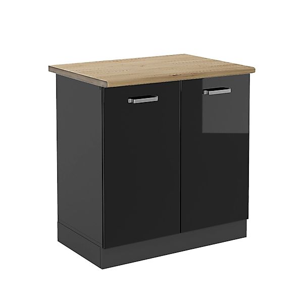 Vicco Spülenunterschrank R-Line, Schwarz Hochglanz/Anthrazit, 80 günstig online kaufen