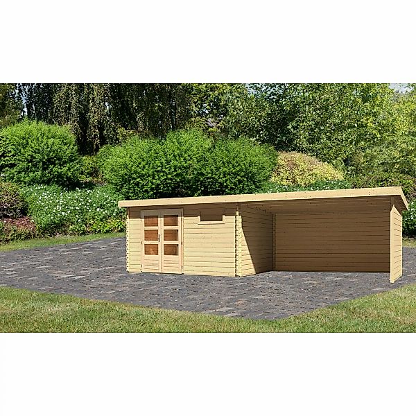 Karibu Holz-Gartenhaus Ängelholm Natur Pultdach Unbehandelt 370 cm x 280 cm günstig online kaufen