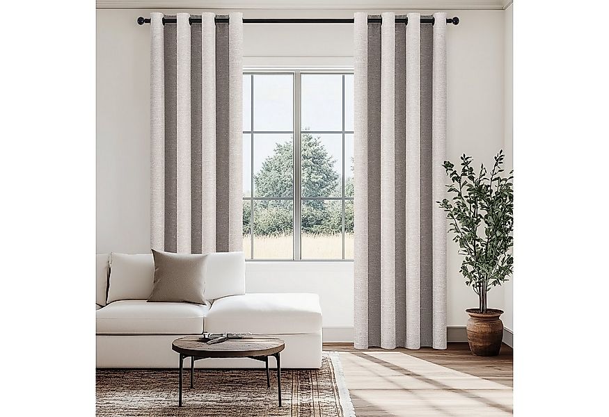 Topfinel Gardine mit ösen leinen verdunkelungsvorhang thermo 2er set wohnzi günstig online kaufen
