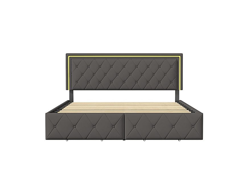 PXloue Polsterbett LED Doppelbett Stauraumbett (1 tlg., Kopfteil hochstellb günstig online kaufen