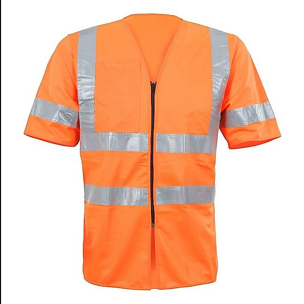 Qualitex Workwear Warnschutz-Shirt signalfarbene Warnschutz Kurzarm-Jacke m günstig online kaufen