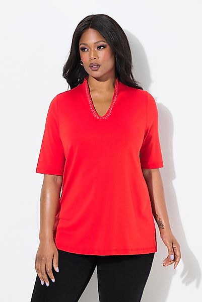 Ulla Popken T-Shirt T-Shirt A-Linie Kelchkragen günstig online kaufen