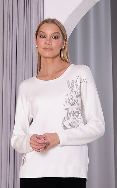 Passioni Strickpullover mit Rundhalsausschnitt und Strassdetails günstig online kaufen