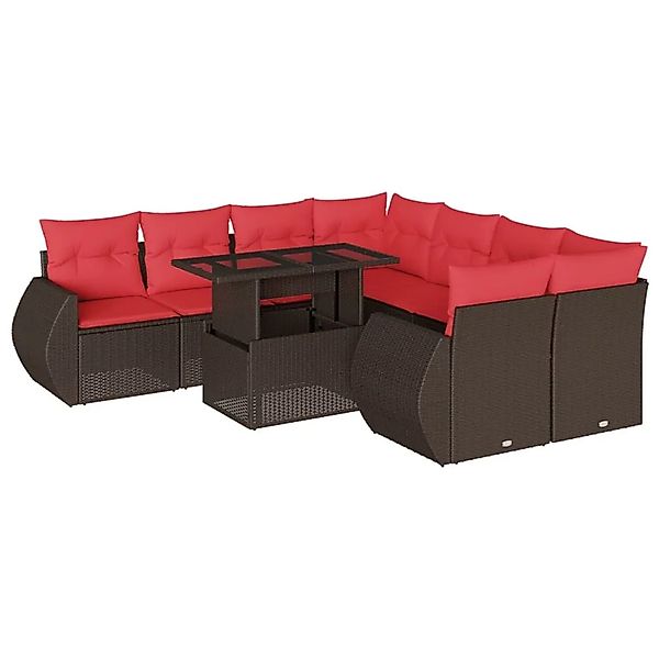 vidaXL 9-Tlg Gartensofa-Set mit Kissen Braun Polyrattan 3268434 günstig online kaufen