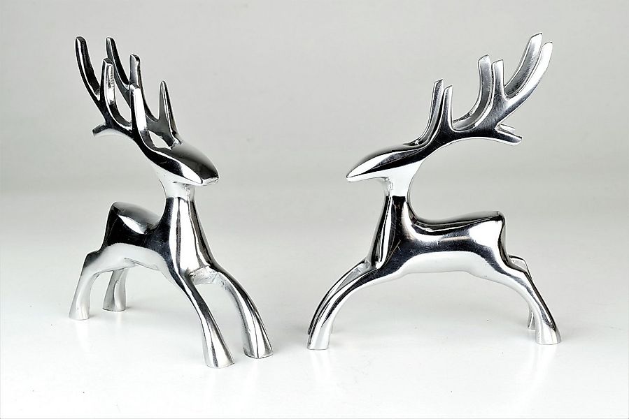 ARTRA Dekoobjekt Deko Hirsche "Dasher" aus Aluminium 2er Set Rentier silber günstig online kaufen