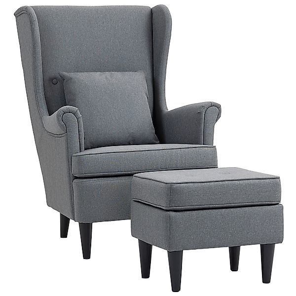 HOMCOM Relaxsessel Ohrensessel mit Hocker, Polsterstuhl günstig online kaufen