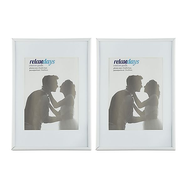 relaxdays Bilderrahmen 2er Set A4, Weiß günstig online kaufen