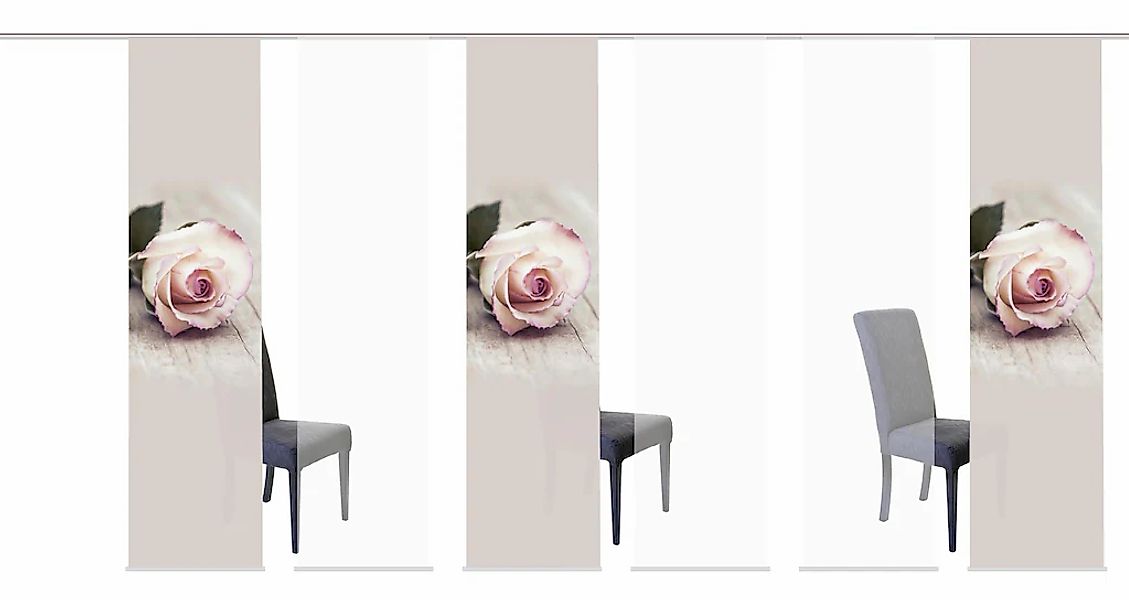 HOME WOHNIDEEN Schiebegardine "ROSIES" Klettband 6 Stk. tlg. HxB: 245x60, i günstig online kaufen