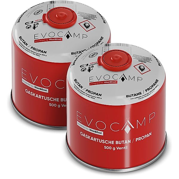 Evocamp Gaskartusche 2 Stück Butan Propan 500 g Schraubventil für Campingko günstig online kaufen