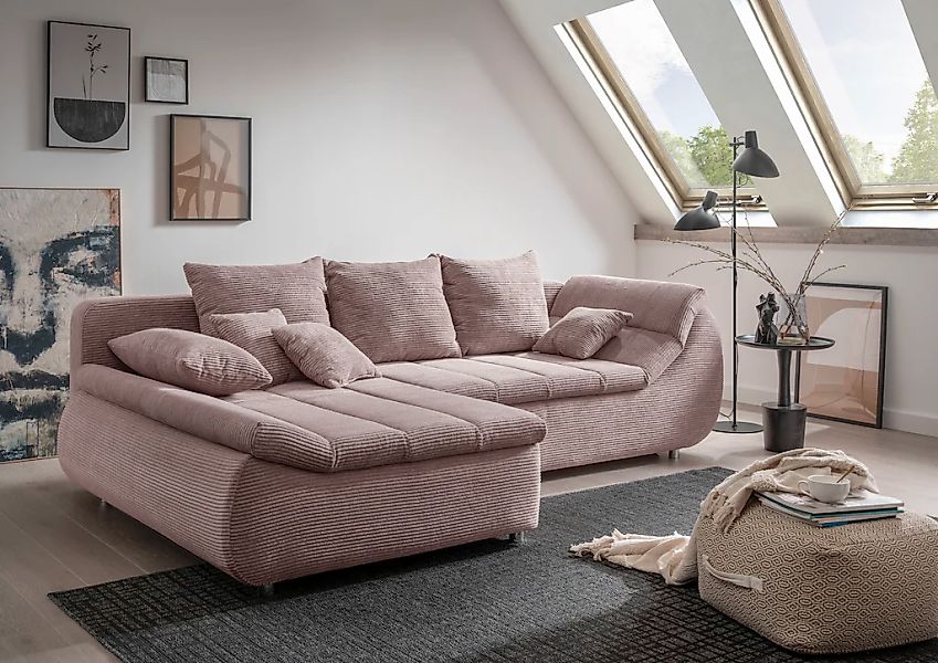 INOSIGN Ecksofa "Imola elegant und bequem, aktuelle Steppung im Sitz, L-For günstig online kaufen