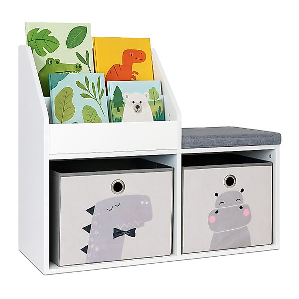 relaxdays Kinderregal Kinderbank mit Bücherregal günstig online kaufen