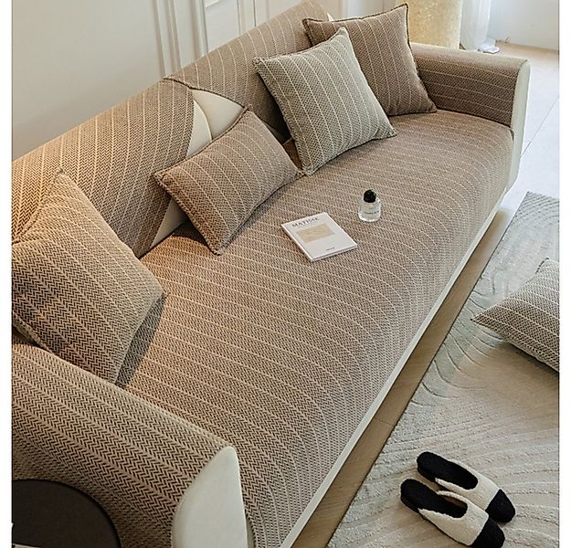 NUODWELL Sofabezug Chenille Sofabezug 1 2 3 4 Sitzer, rutschfest L Form Eck günstig online kaufen