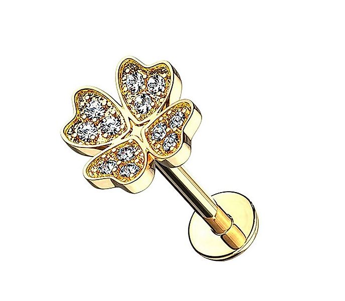 Taffstyle Piercing-Set Piercing Stab mit Kleeblatt für Lippe und Ohr, Lippe günstig online kaufen