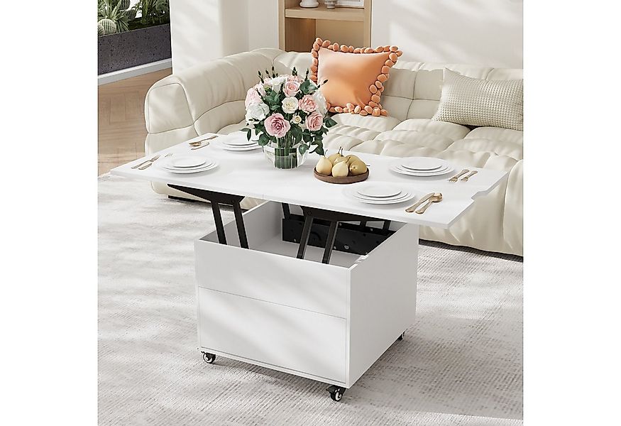 VOWNER Couchtisch Höhenverstellbar, 3-in-1-Multifunktions Wohnzimmer-Esstis günstig online kaufen