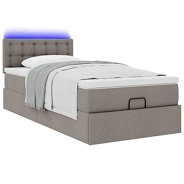 vidaXL Bett Ottoman-Bett mit Matratze & LEDs Taupe 80x200 cm Stoff günstig online kaufen