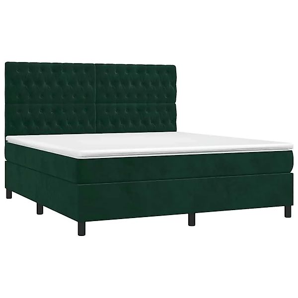 vidaXL Boxspringbett mit Matratze Dunkelgrün 180x200 cm Samt 3143220 günstig online kaufen