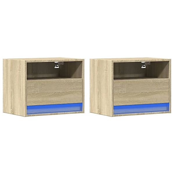 vidaXL Wand-Nachttische mit LED-Leuchten 2 Stk, Sonoma-Eiche 852066 günstig online kaufen