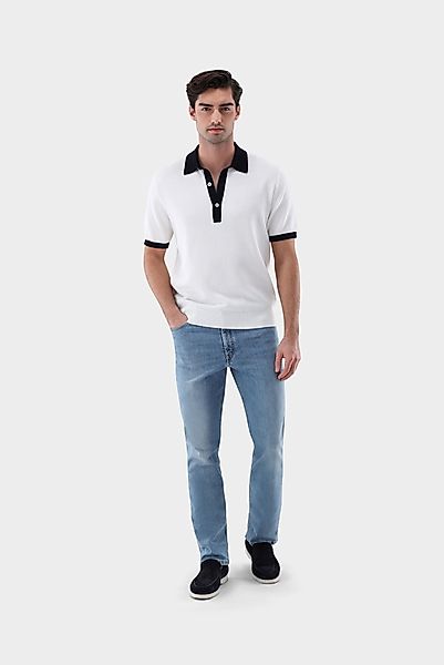Strick Poloshirt mit Kontraskragen und Struktur günstig online kaufen