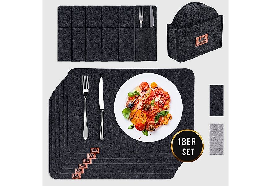 Montegoni Platzset Rutschfeste Tischset aus Filz 18er Set, abwaschbare Plat günstig online kaufen