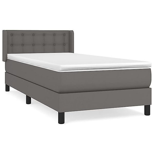 vidaXL Bett Boxspringbett mit Matratze Grau 90x200 cm Kunstleder günstig online kaufen