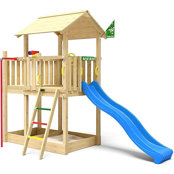 Jungle Gym Spielturm Marvel Holz Rutschstange und Rutsche Blau günstig online kaufen