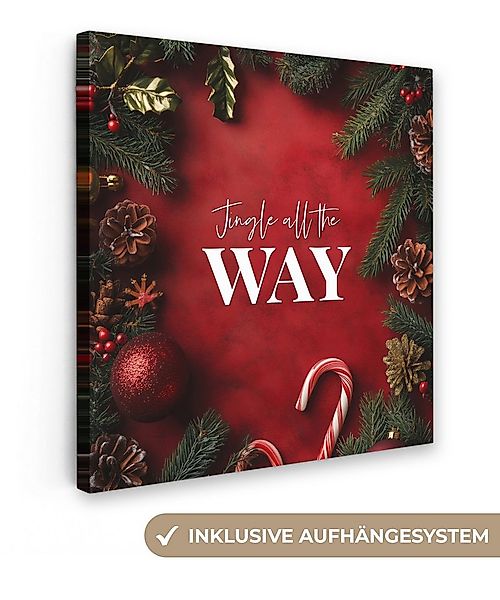 OneMillionCanvasses® Leinwandbild Weihnachten - Zitat - Rot - Weihnachtskug günstig online kaufen