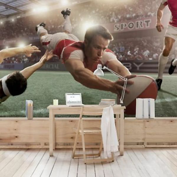 Bilderwelten Kindertapete Rugby-Action creme Gr. 432 x 290 günstig online kaufen