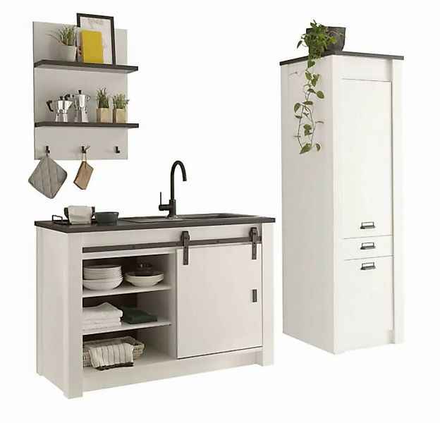 Furn.Design Küchenbuffet Stove (Küche in weiß Pinie und anthrazit, 3-St., S günstig online kaufen