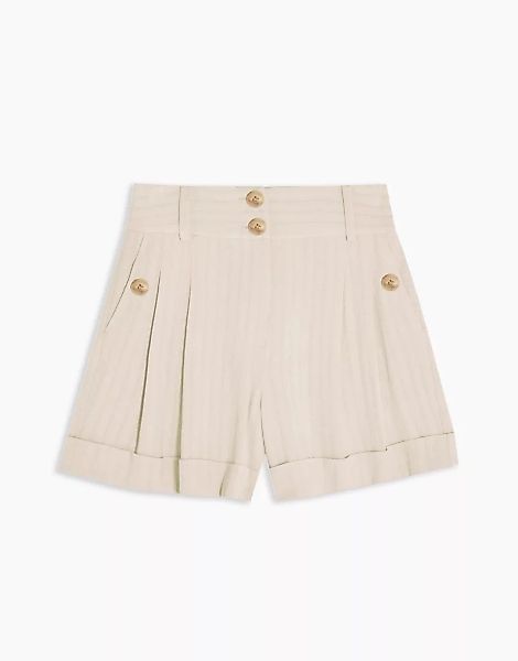Topshop – Gestreifte Shorts in Elfenbein-Braun günstig online kaufen