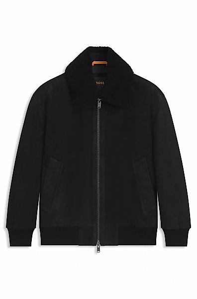 BOSS ORANGE Bomberjacke "Jonier", aus Velourleder, abnehmbarer Kragen günstig online kaufen