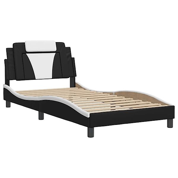 vidaXL Bettgestell Viana mit LED ohne Matratze Schwarz und Weiß 100x200 cm günstig online kaufen