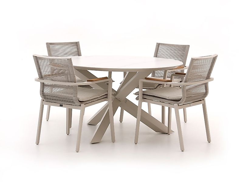Bellagio Marudo/Lodola ø 130 cm Gartenmöbel-Set 5-teilig Stapelbar günstig online kaufen