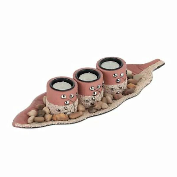 relaxdays Teelichthalter Set mit Steinen braun/beige günstig online kaufen