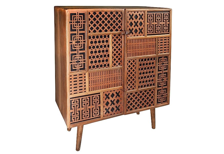 riess-ambiente Highboard MARRAKESCH 120cm natur, Massivholz · mit Verzierun günstig online kaufen