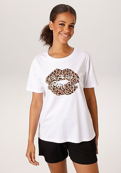 Aniston CASUAL T-Shirt mit extravaganten Lippen im Animal-Print - NEUE KOLL günstig online kaufen