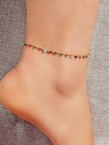 The Beauty House Fußkette Bunte Fußkette Damen – Vergoldetes Fußkettchen mi günstig online kaufen