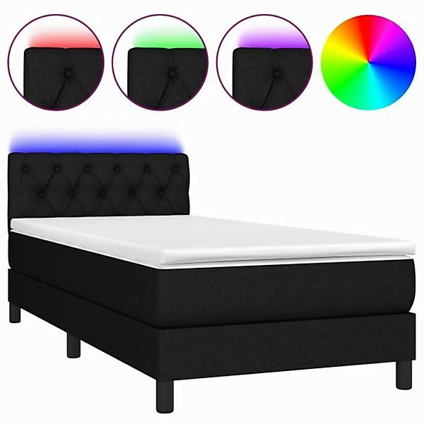 vidaXL Boxspringbett Boxspringbett mit Matratze LED Schwarz 80x200 cm Stoff günstig online kaufen