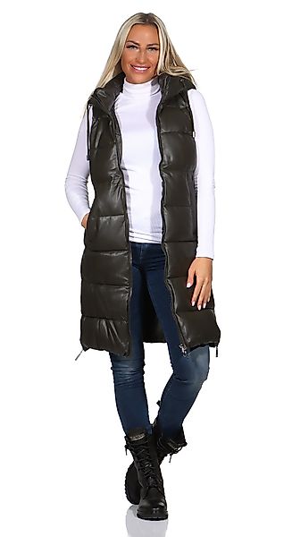 Aurela Damenmode Longweste Kunstlederweste Damen warme günstig online kaufen