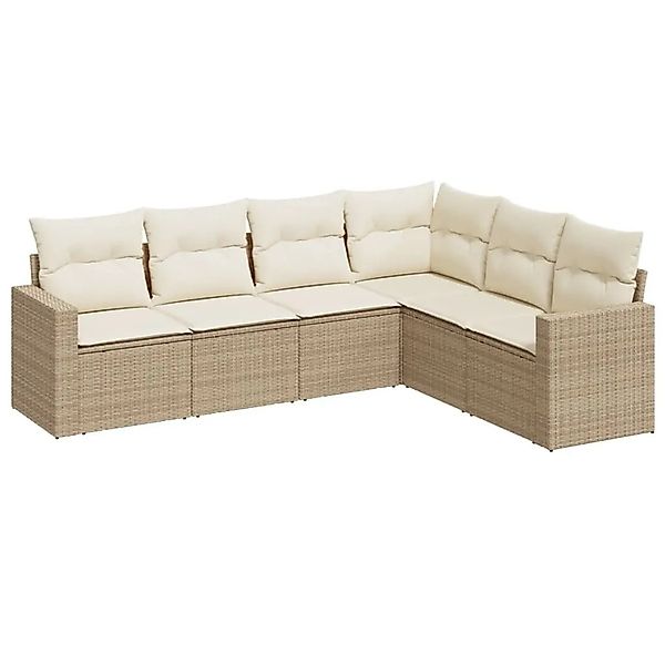 vidaXL 6-Tlg Garten-Sofagarnitur mit Kissen Beige Poly Rattan 3251345 günstig online kaufen