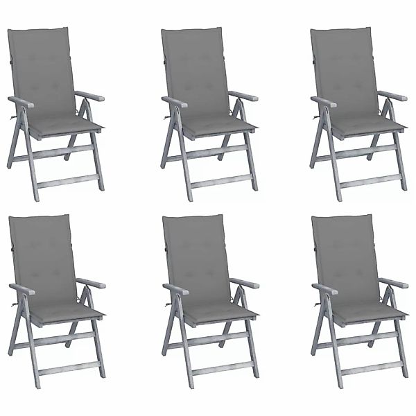 Verstellbare Gartenstühle 6 Stk. Mit Auflagen Massivholz Akazie günstig online kaufen
