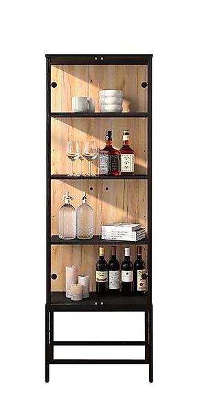 freiraum Vitrine STEP 4 Fächer, Schwarz / Wildeiche Dekor - 57,4x176,1x32,7 günstig online kaufen