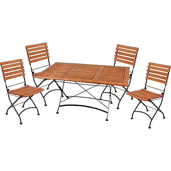 Garden Pleasure Gartenmöbel-Set Wien 5-teilig mit Klappstühle Teak FSC® günstig online kaufen