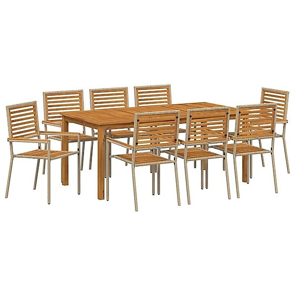 vidaXL Garten Essgruppe 9-Tlg Beige Poly Rattan 3365546 günstig online kaufen